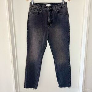Good American High Waisted Straight Leg Black Distressed Jeans Women’s  10 / 30